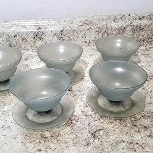 vintage TUPPERWARE #754 Set de 5 Parfait Sundae Dessert Cups NO LIDS Smoke Grey