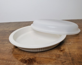 Vintage Tupperware #1766 Ultra 21 Pie Quiche Pan 9" Dish with Lid Oven Microwave