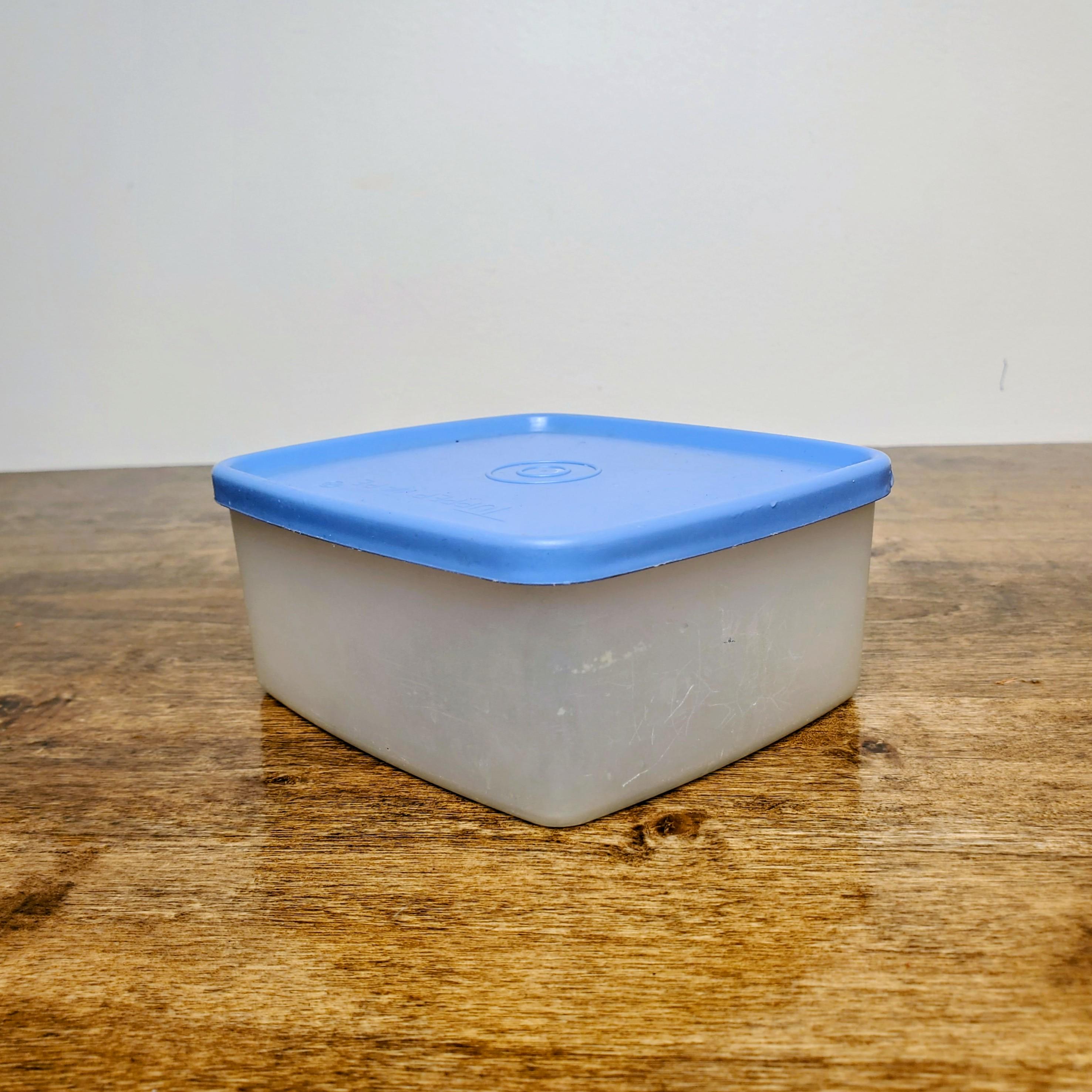 Vintage Tupperware Sheer Square Rounds #311 Freezer Container Sky