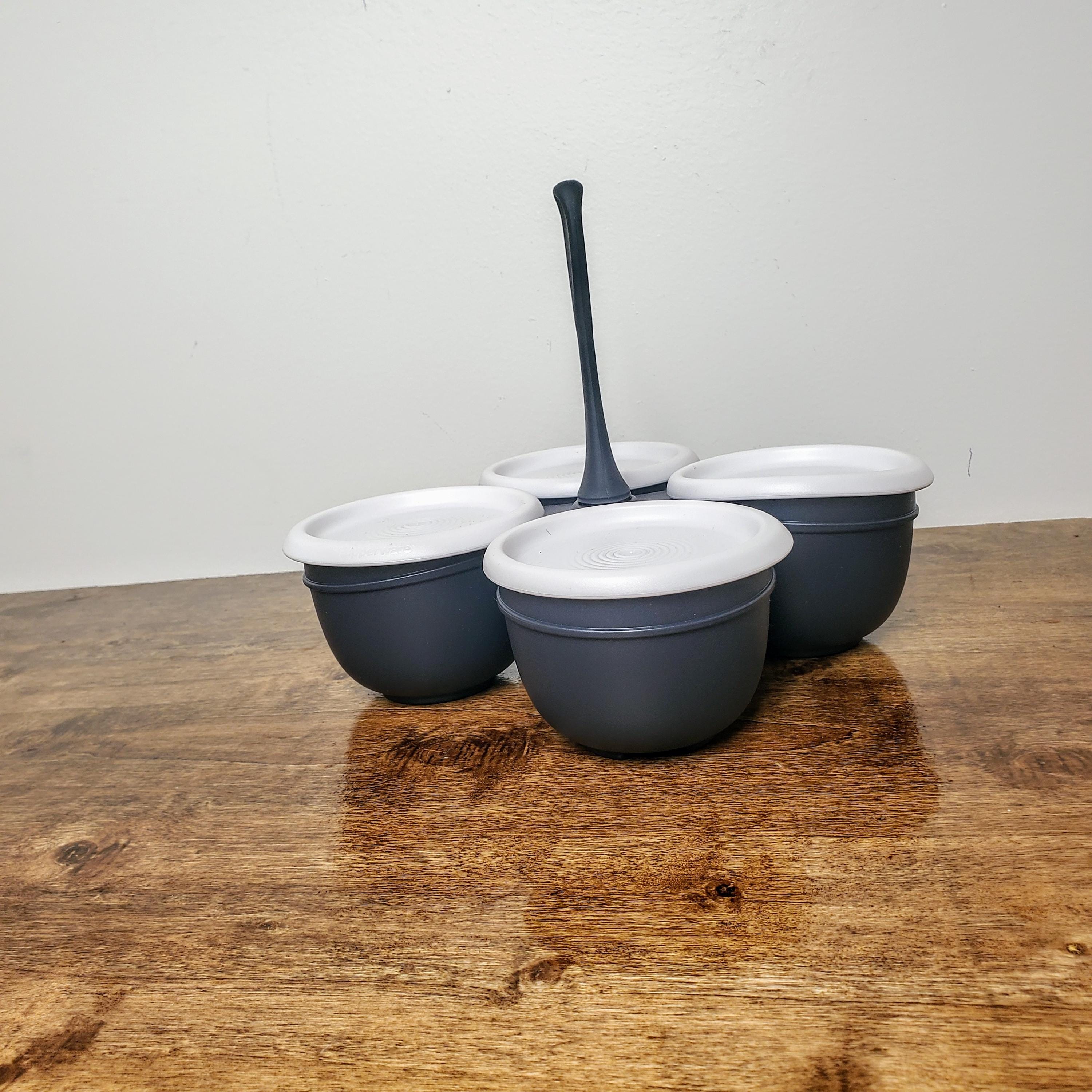 Tupperware Bowls Essentials Condiment Server Elegant Black Carry