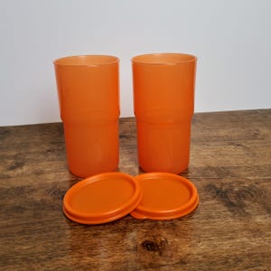 NEW Tupperware Tabletop Tumblers 12 oz 350mL Cups Set of 2 Orange 2412