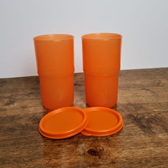 NEW Tupperware Tabletop Tumblers 12 Oz 350ml Cups Set of 2 Orange