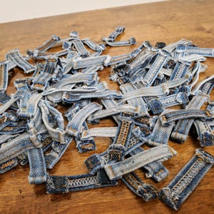 100 count Reclaimed  Recycled Denim Belt Loops, Fabric Loops