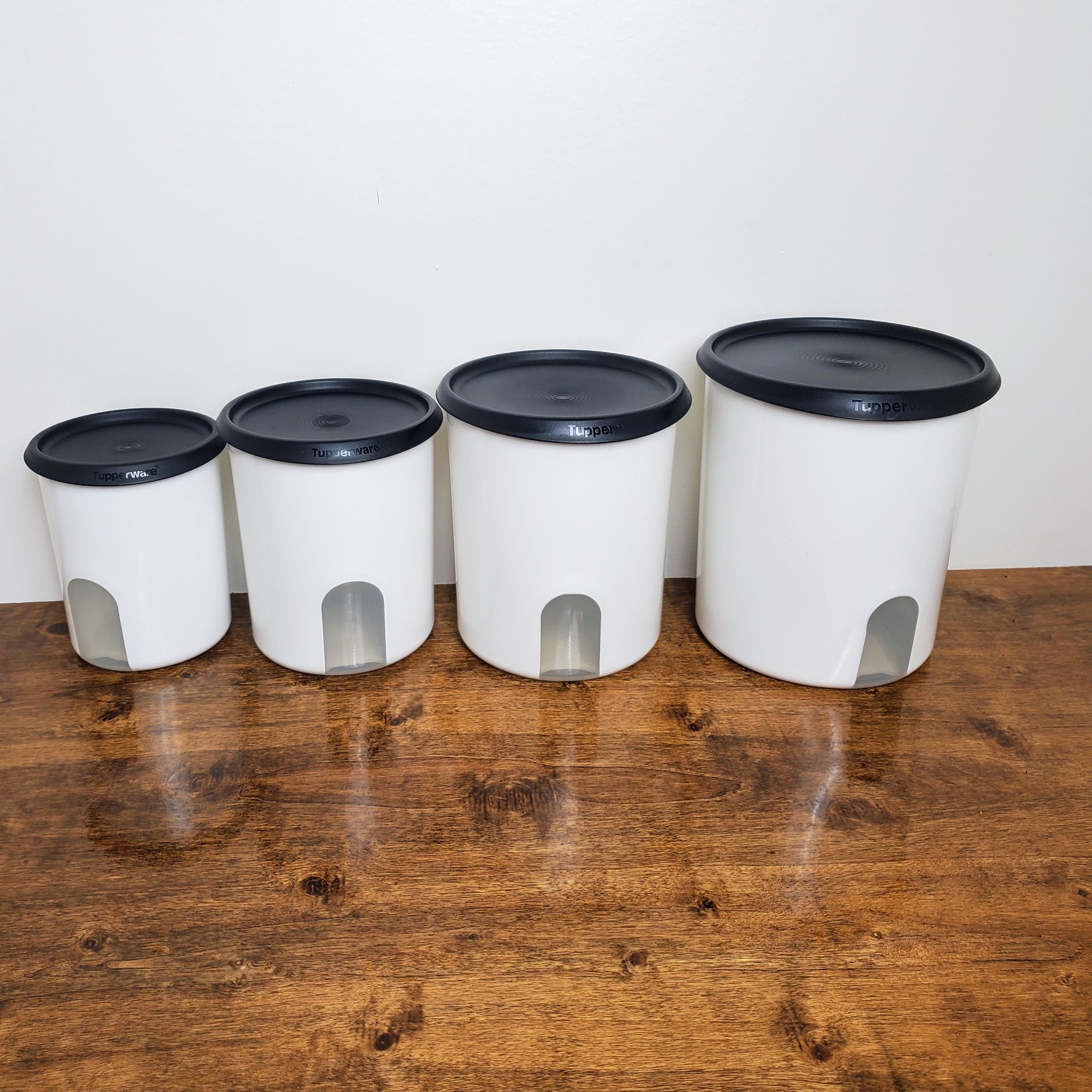 New! Tupperware Canister Container Set of 4 Piece One Touch White