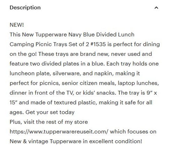 Tupperware Divided Trays Picnic Camping Daycare Toddler Plate Blue 1535 Set  of 4