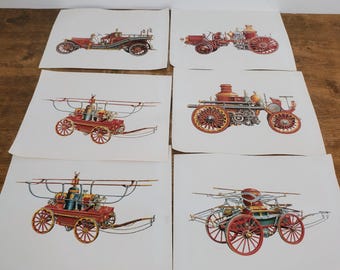 Vintage Horseless Carriage Prints Set of 6 Antique Car Wall Art 9x7 Unframed