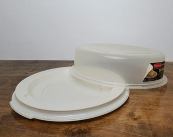 Vintage 1985 Rubbermaid Servin' Saver Pie Keeper #3907 #0093 Almond Off White