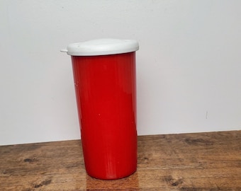 Tupperware 24 oz Insulated Tumbler Red with White Lid Travel Cup Drinkware