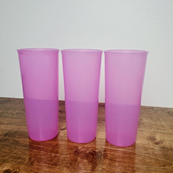 Vintage Tupperware Cranberry Pink 16oz Tumblers #5107 Set of 3