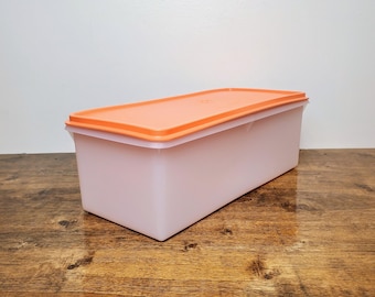 Tupperware Sheer Jumbo Bread Server Keeper Storage Box Container Orange Lid