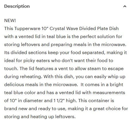 Tupperware 10 Crystal Wave Divided Plate Dish 3284 Vented Lid