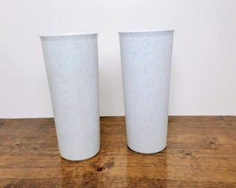 Tupperware Vintage 107 Series 16 oz Grey Speckled Plastic Cups Set of 2