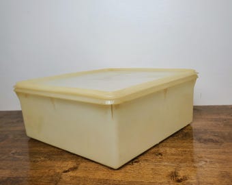 Vintage Tupperware Large Square Keeper #166 2 Gal 36 Cup #223 Lid 12x12x5