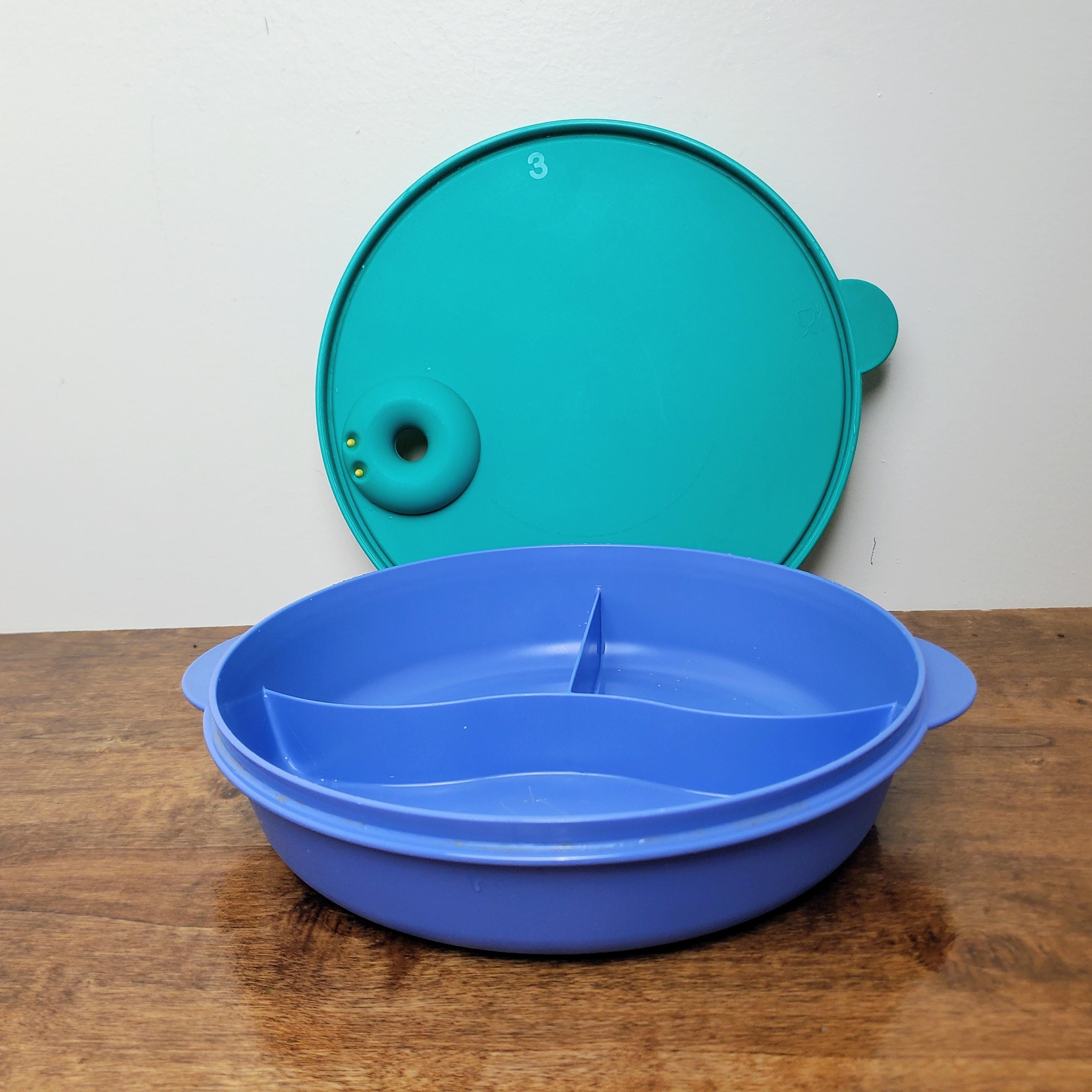 Tupperware Crystalwave Divided Microwave Dish Blue 3284 Teal Green