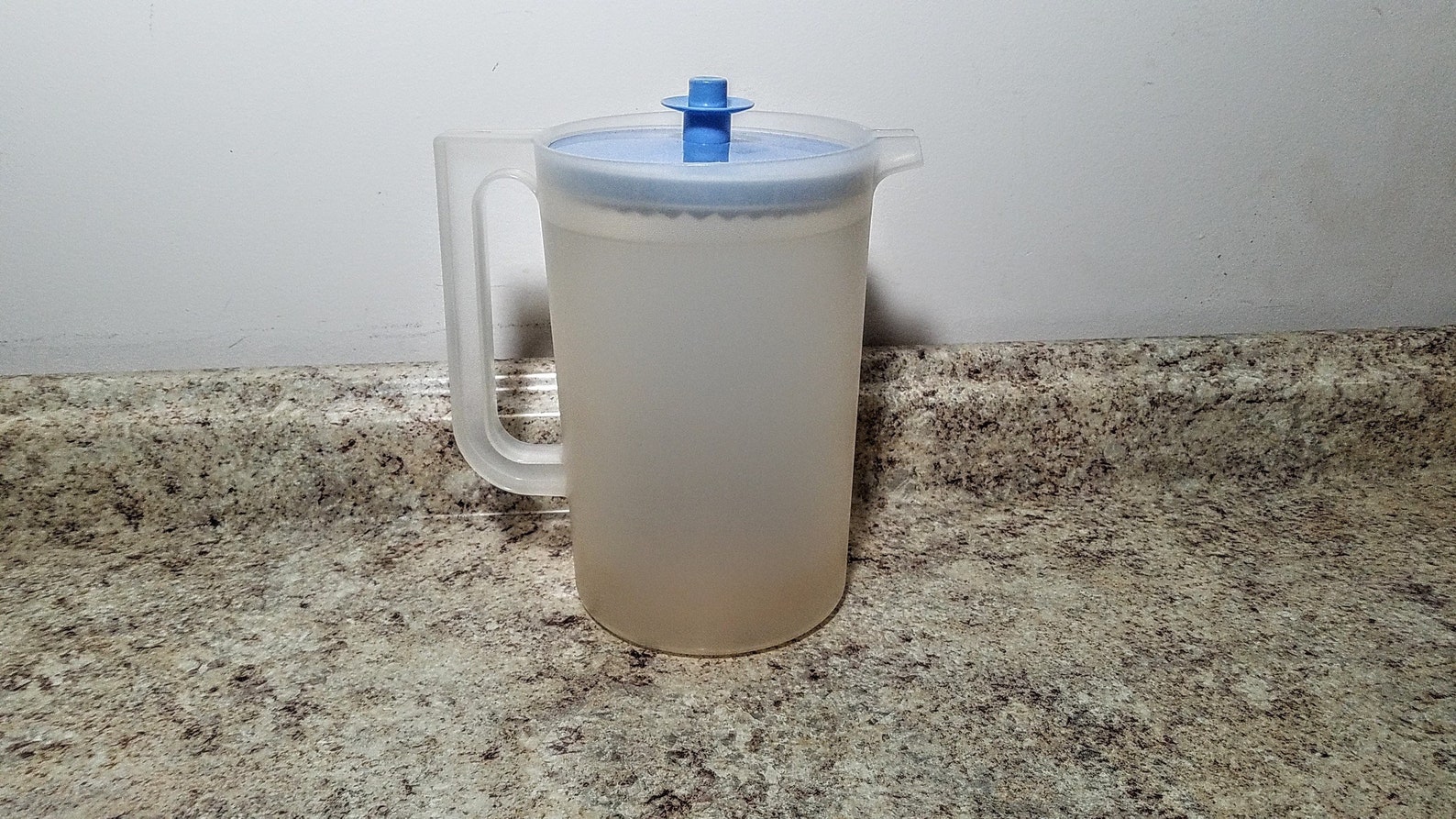 Tupperware 1676 Sheer Frosted Beverage Pitcher Blue Push Etsy