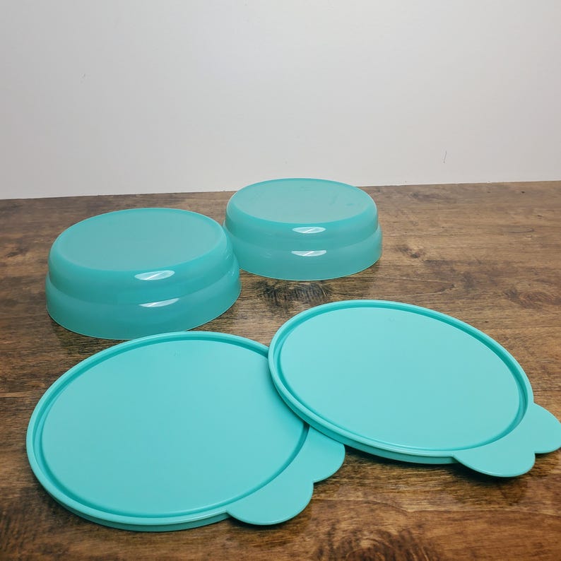 Tupperware Butterfly Tupperware Cereal Salad Bowls and Lids Butterfly Tabs Teal Blue Green ...