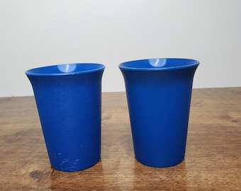 Vintage Tupperware Set of 2 Blue Bell Tumblers 7 oz #109 Drinking Cups