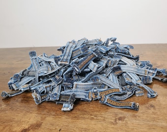 200 Reclaimed Denim Belt Loops Upcycled Fabric Sewing Crafts Jewelry DIY
