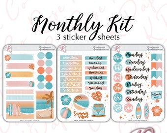 Summer Vibes Planner or Journal Monthly Sticker Kit | Warm Summer Colours | M013