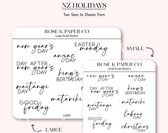 Adesivos para planejador de roteiro minimalista NZ HOLIDAY - calendário mensal, hobonichi, adesivos comuns para planejador LL002/LS002
