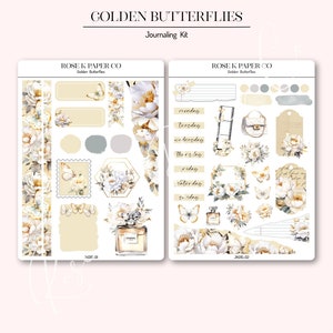 Kit per diario - FARFALLE D'ORO / Kit di adesivi per pianificatore di diario / JK015