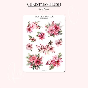 Weihnachten Blush Große Blumen und Blumen Planner oder Journaling Aufkleber - JK012-04