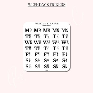 Adesivi minimal planner WEEKDAY - calendario mensile, hobonichi, adesivi planner comuni W011