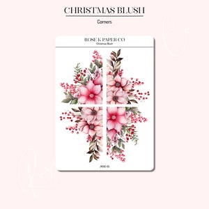 Weihnachten Blush Floral Ecke Planer oder Journaling Aufkleber - JK012-05