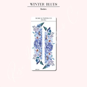 Winter Blues Weihnachten - Große florale Bordüre Planer oder Journal Aufkleber - JK013-08