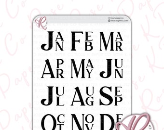Stickers -  Months of the year  for your dot grid journal or planner L035
