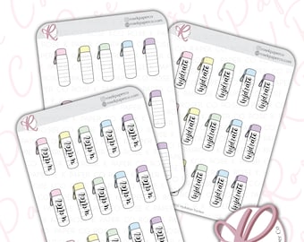 Adesivos de rastreador de água - Adesivos de hidratação - Adesivos de ingestão de água - Adesivos de garrafa de bebida para Dot Grid Journal Happy Planner | F032