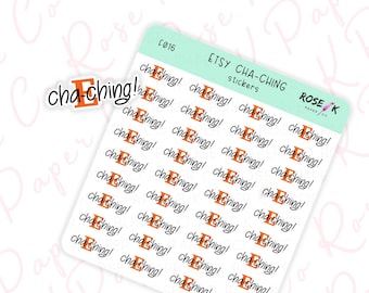 Adesivos de diário de vendas Etsy - Etsy Cha-ching - Caixa registradora - Adesivos de planejador - Hobonichi Weeks Happy Planner Erin Condren - F016