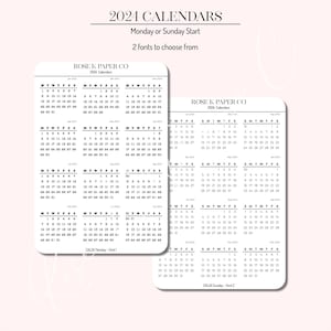 2024 Mini Kalender ohne Überschriften - Montag oder Sonntag Start, für deinen 5mm Dot Grid Bullet Planner oder Planer CAL24