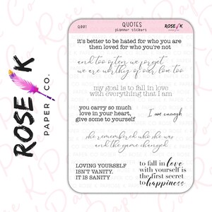 Citations d'amour-propre pour votre journal ou agenda à grille de points - polices de caractères - papier autocollant mat transparent Q001