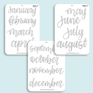 GROTE handgeschreven maandkoppen | dagboekstickers met stippen | Bujo | Plannerstickers | Maandstickers | Maandomslagen | Kalenderstickers