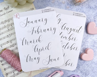Small Month Headers in Hand-lettered Script for your dot grid journal or planner | Y001