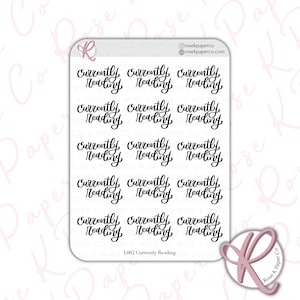 Currently Reading Script stickers for planners or dot grid journal, Brush lettering font perfect for Hobonichi, calendars L062