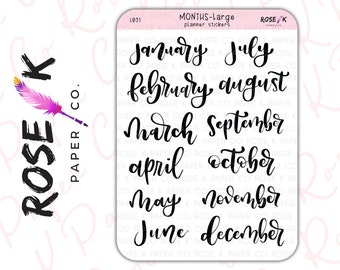 Hand-lettered Script Month Headers in Hand-lettered Script for your dot grid journal, Erin Condren, Happy Planner or Hobonichi L031