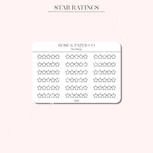 Classificação por estrelas | Classificação de 5 estrelas | Diário de leitura - Adesivos para planejador ou diário - E006