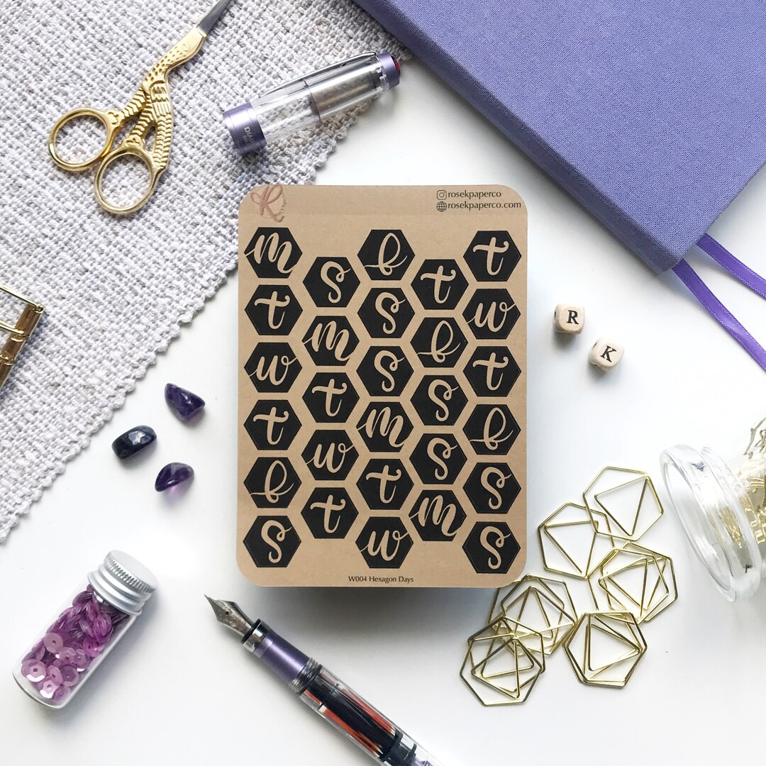 Kraft Paper Planner Stickers Week Day Handlettered Days Etsy