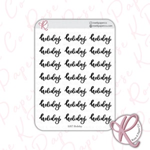 Holiday Script stickers for planners or dot grid journal, Brush lettering font perfect for Hobonichi, calendars L057
