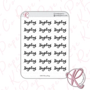 Recycling Script stickers for planners or dot grid journal, Brush lettering font perfect for Hobonichi, calendars L053