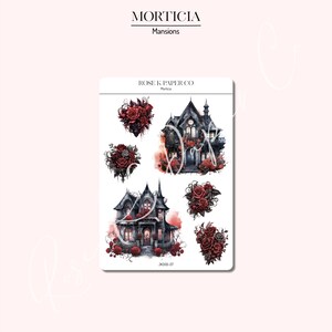 Morticia - Mansión Encantada y Rosas - Pegatinas de Planificador o Diario - JK009-07