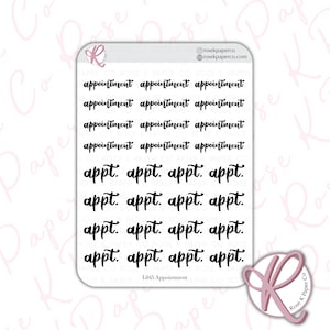 Appointment Script stickers for planners or dot grid journal, brush lettered in two sizes perfect for dot grid journals or planners L045