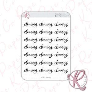 Cleaning Script stickers for planners or dot grid journal, Brush lettering font perfect for Hobonichi, calendars L049