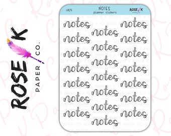 Notes Stickers for Bullet Journals and Planners - Happy Planner - Faux Calligraphy - Hand Lettering - L026