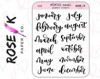 Mini cabeçalhos mensais em caligrafia manuscrita para seu diário de pontos, Erin Condren, Happy Planner ou Hobonichi L030
