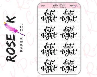 Date Night Planner Stickers for your dot grid journal, Erin Condren, Happy Planner or Hobonichi | Hand-lettered, script stickers L029