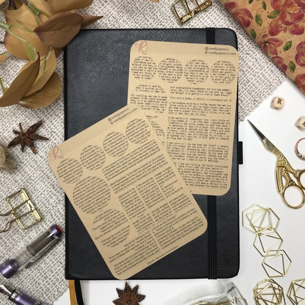 KRAFT Paper Decorative text stickers for journals, planners and dot grid journals Q004