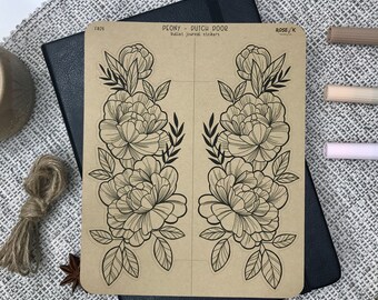 Large Peony Sticker - to create a beautiful dutch door in your bullet journal | Bujo | Planner stickers F026